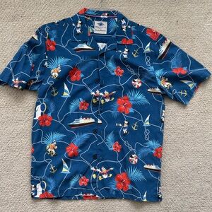 Tommy Bahama Blue Floral Disney Cruise themed Nautical Shirt